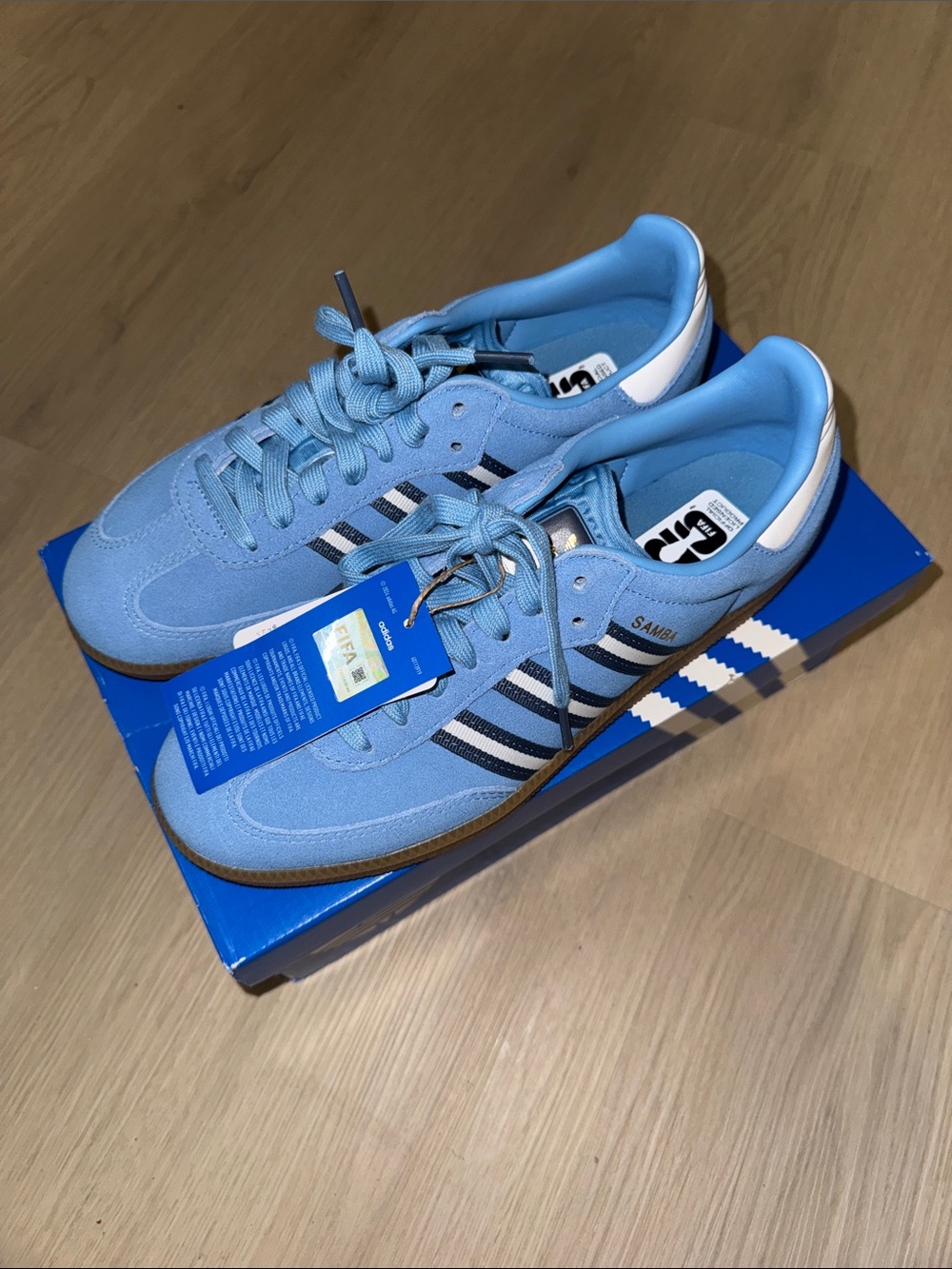 adidas Adult Samba Sneakers - Light Blue & White